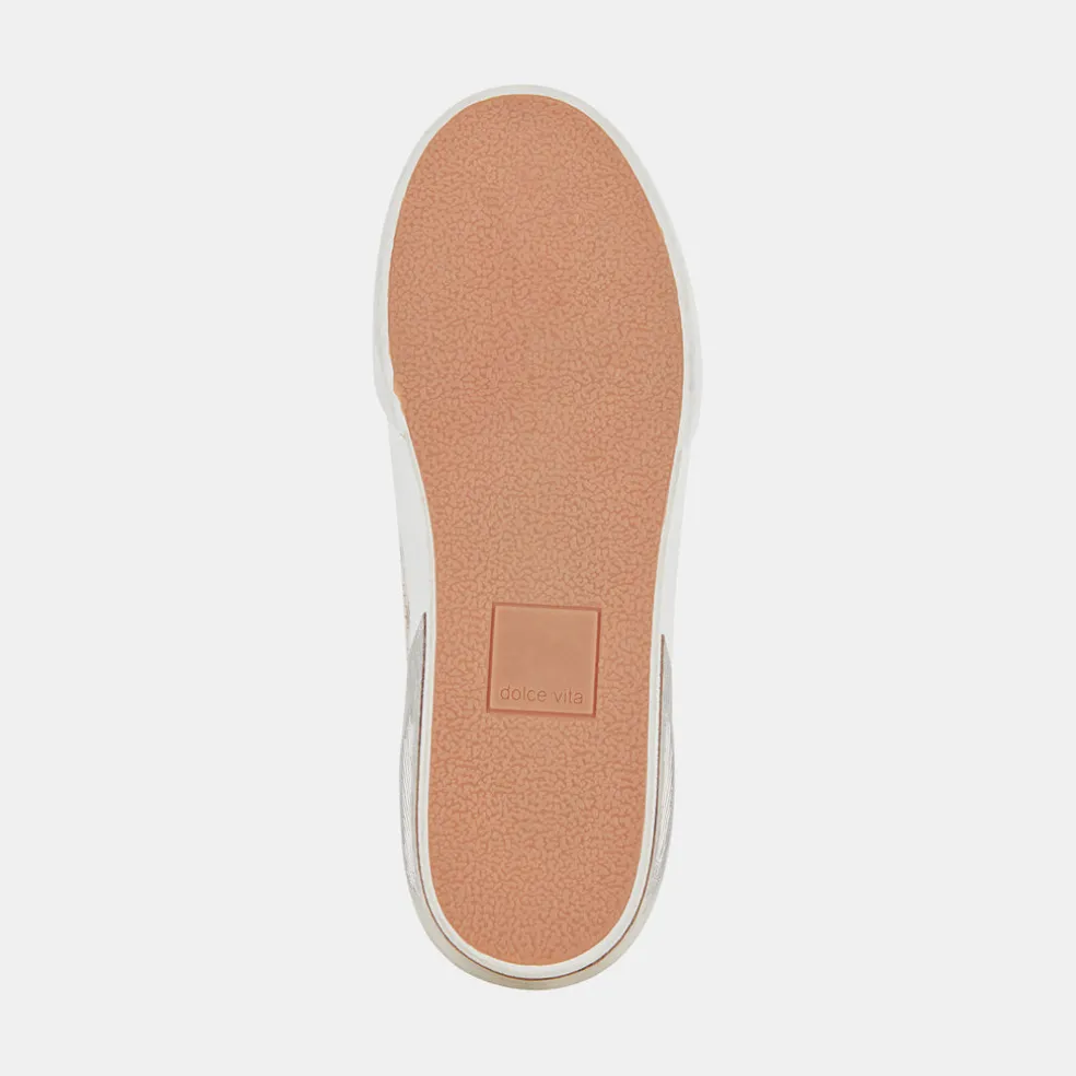 Zina Patch Sneakers White Stripe Raffia