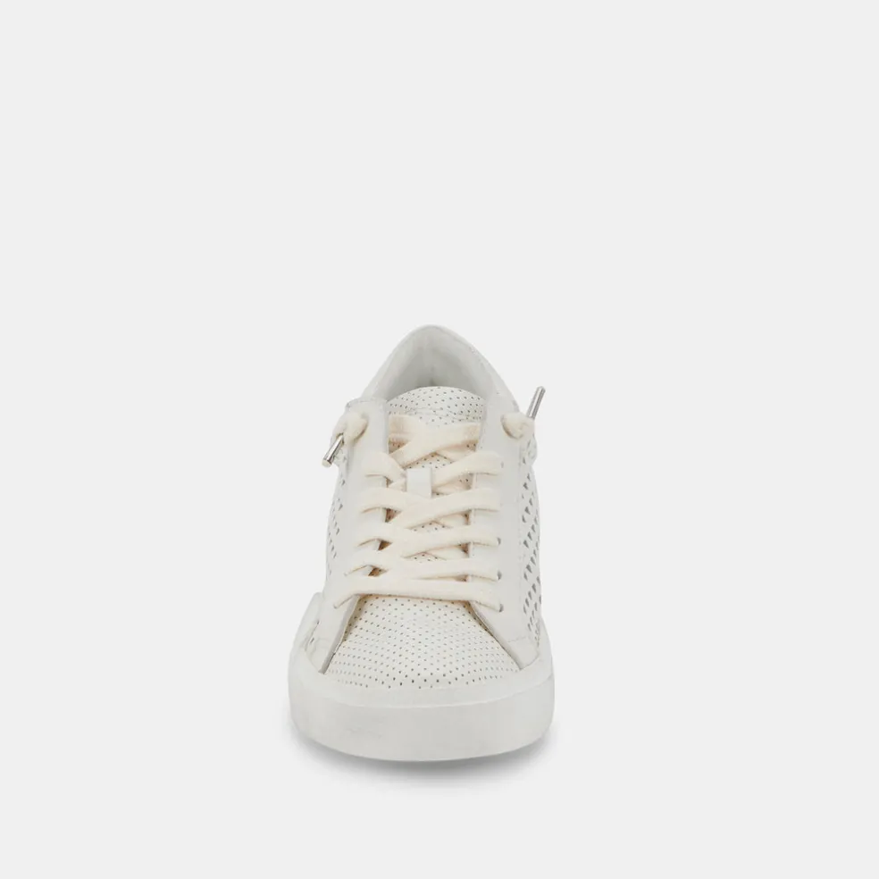 Zina Perforated Sneakers White Perforated Leather