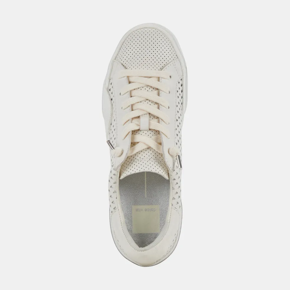 Zina Perforated Sneakers White Perforated Leather