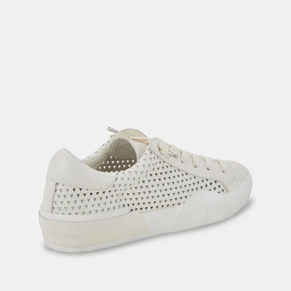 Zina Perforated Sneakers White Perforated Leather