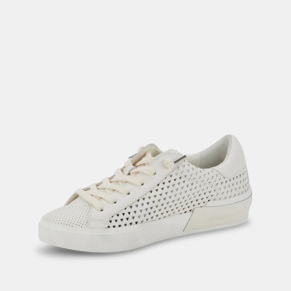 Zina Perforated Sneakers White Perforated Leather