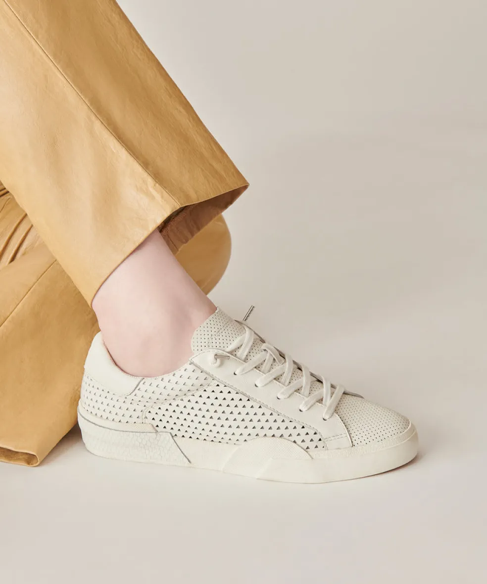 Zina Perforated Sneakers White Perforated Leather