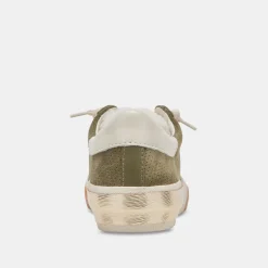 Zina Plush Sneakers Moss Perforated Suede