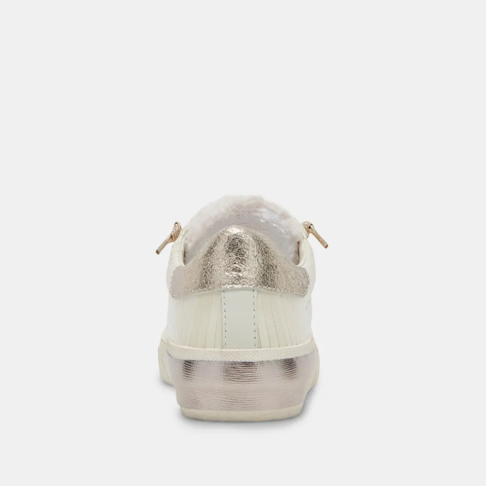 Zina Plush Sneakers White Sliced Leather