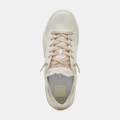 Zina Plush Sneakers White Sliced Leather