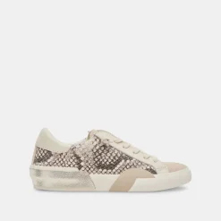 Zina Sneakers Black White Embossed Snake
