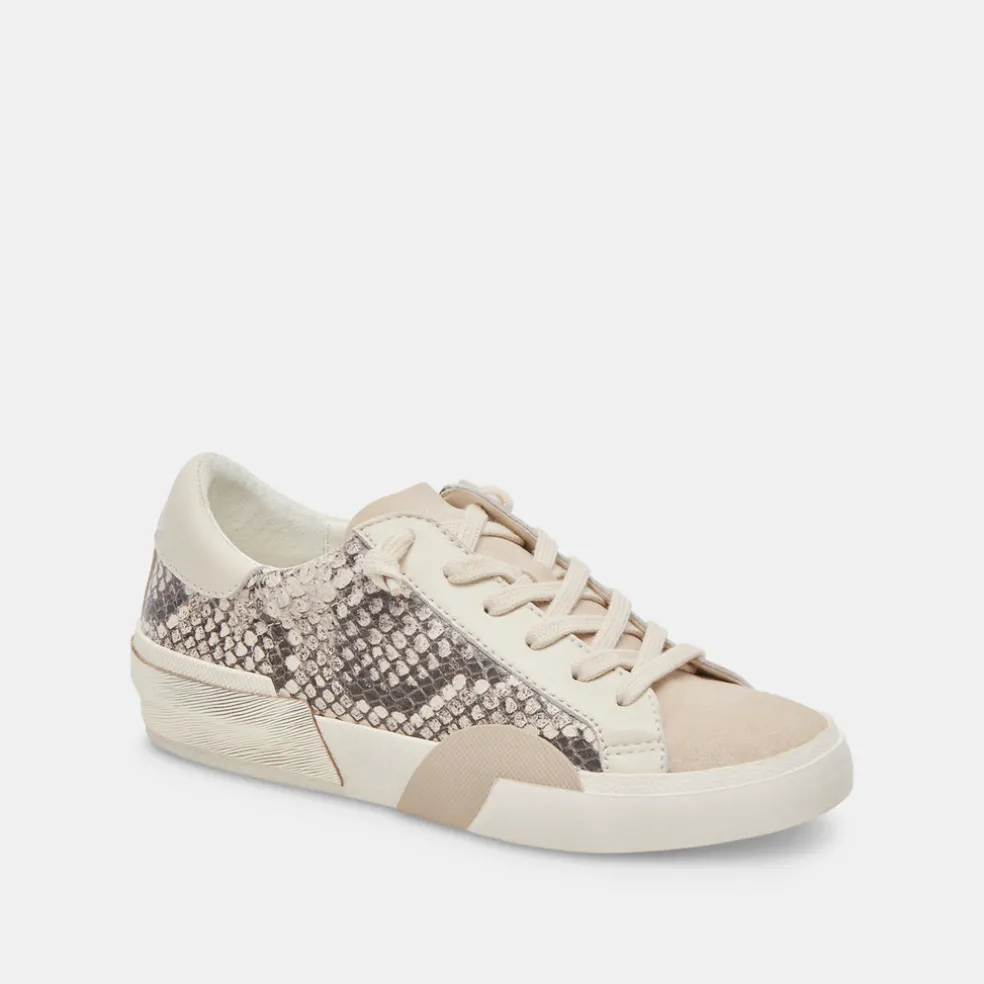 Zina Sneakers Black White Embossed Snake