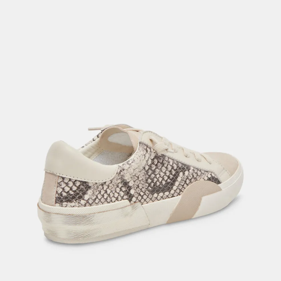 Zina Sneakers Black White Embossed Snake
