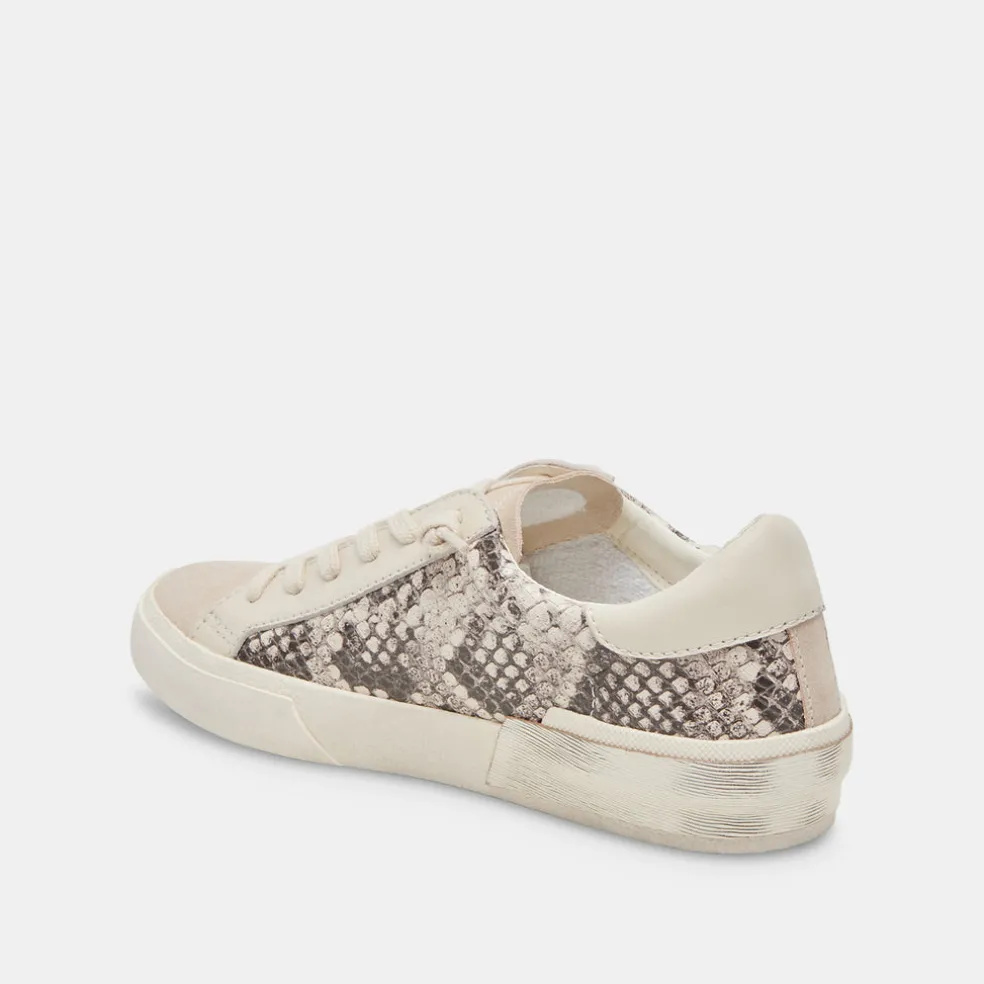 Zina Sneakers Black White Embossed Snake