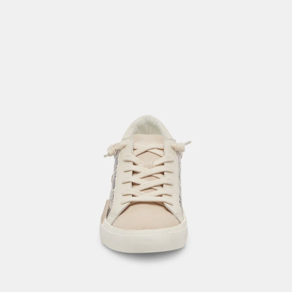 Zina Sneakers Black White Embossed Snake