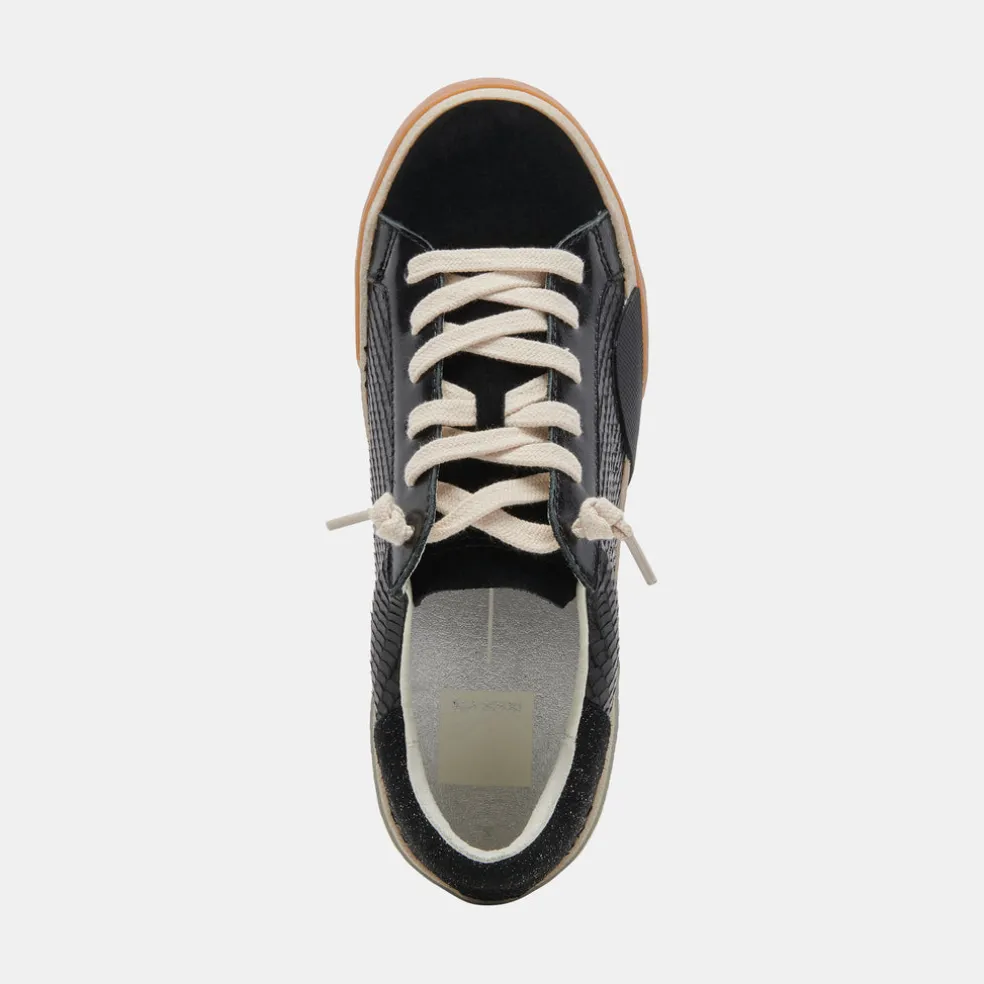 Zina Sneakers Onyx Embossed Leather