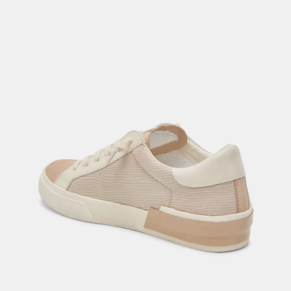 Zina Sneakers White Dune Embossed Leather