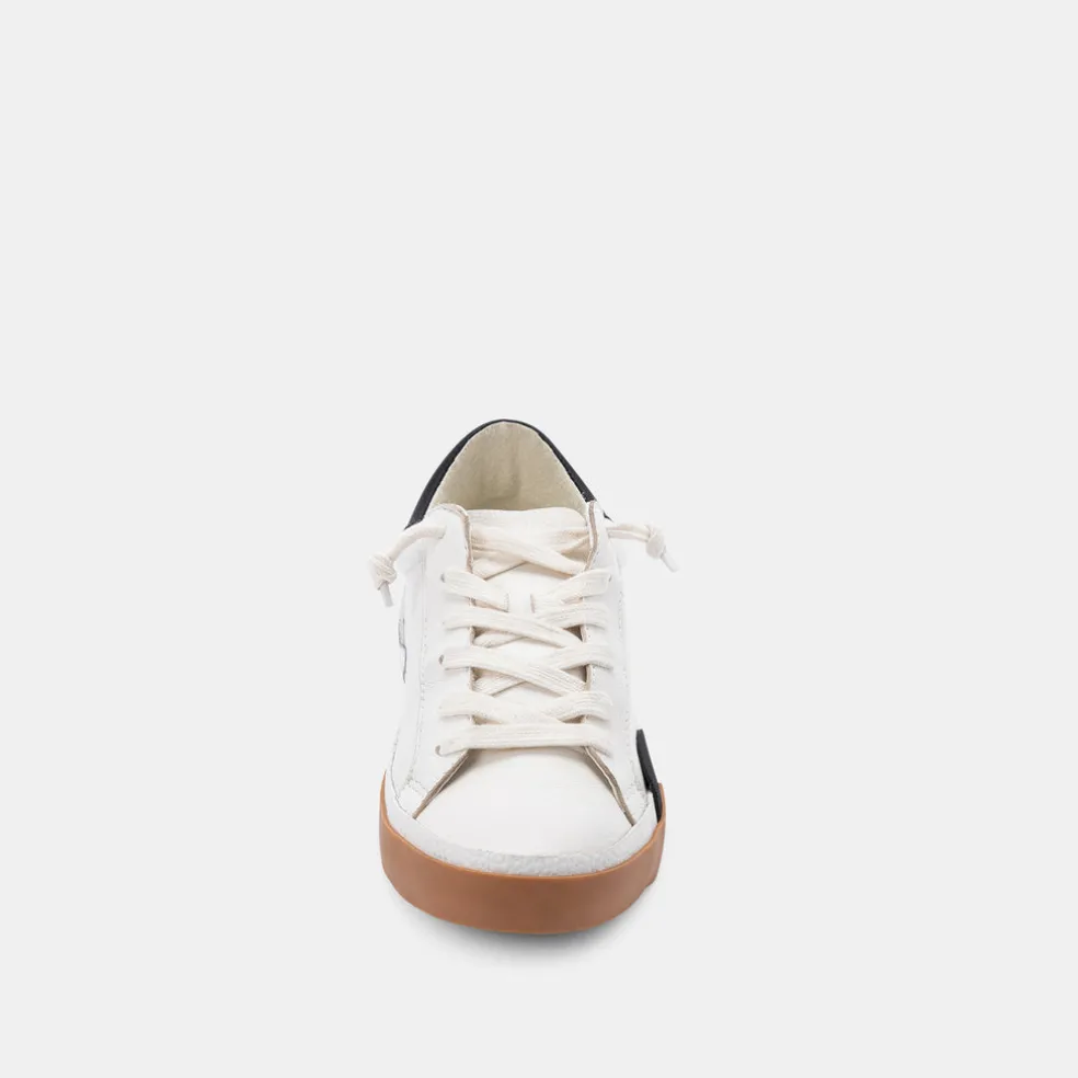 Zina Wide Sneakers White Black Leather