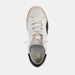 Zina Wide Sneakers White Black Leather