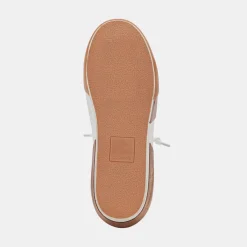 Zina Wide Sneakers White Tan Leather